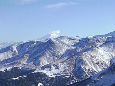 Вершина Эльбрус, вид с горы Пастухова