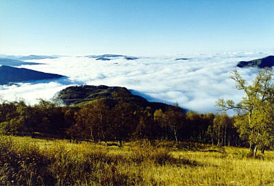 Гора Семиродники - утро, облака под ногами
